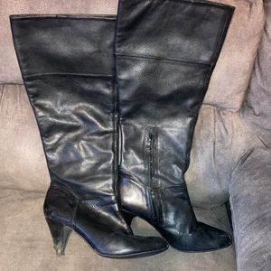 Black leather boots